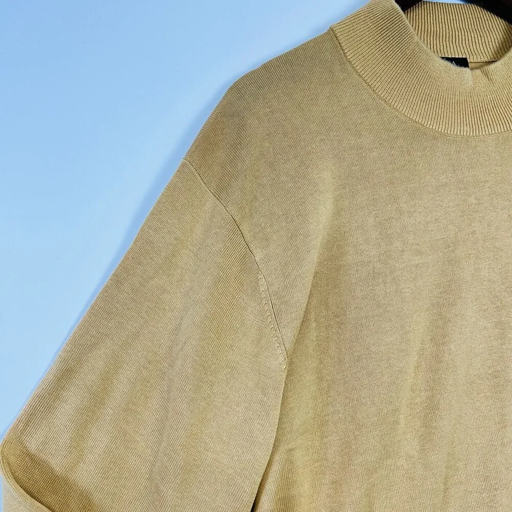 Jos A Bank Silk Sweater Size XXL Mock Neck Yellow‎ Gold Vintage Business - Picture 5 of 13